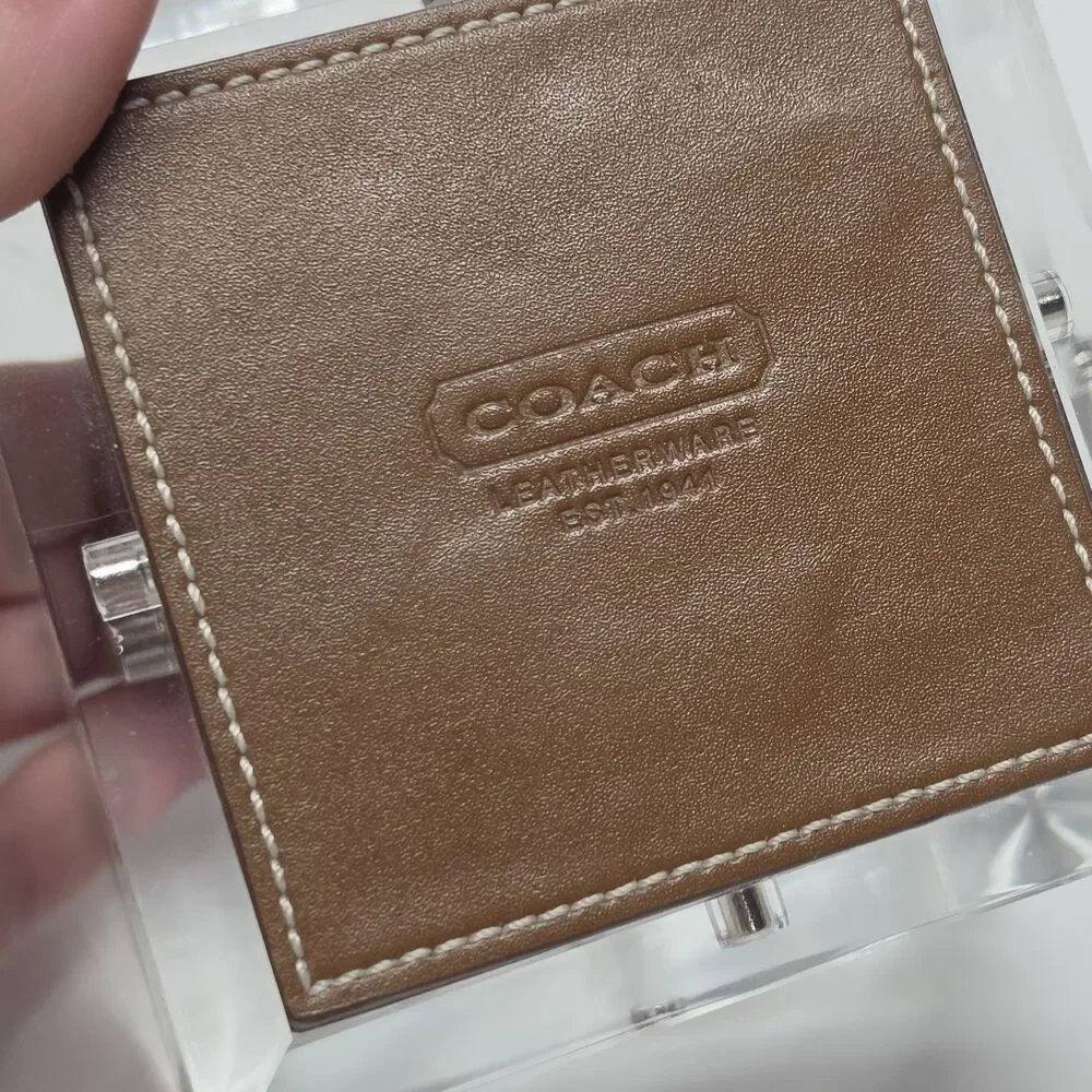 Vintage COACH Leatherware Magnetic Acrylic Photo Cube Holds 4 Pictures